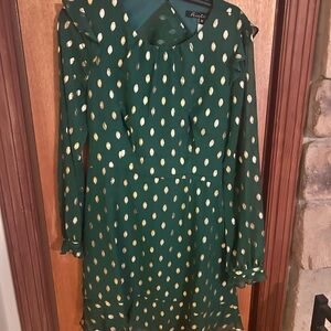 Green and Gold Long Sleeve Dress